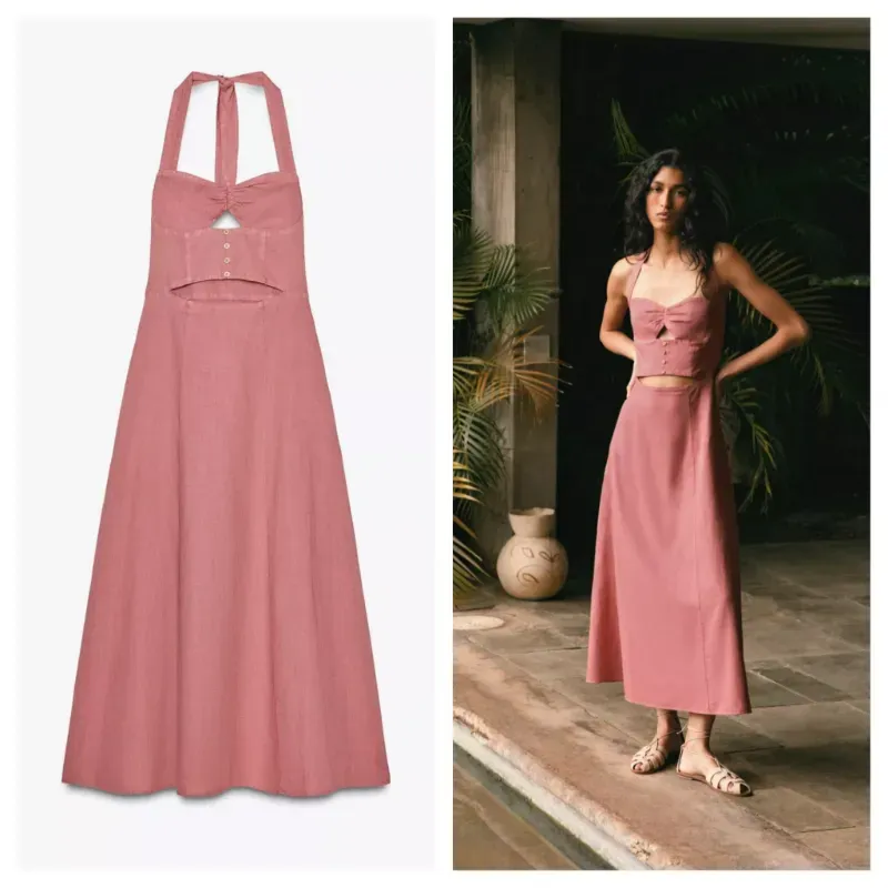 Vestido Zara cut ot maxi