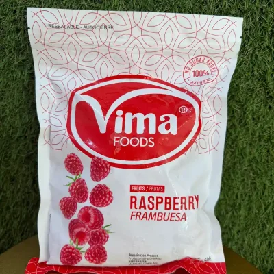 Frambuesas en bolsas congeladas