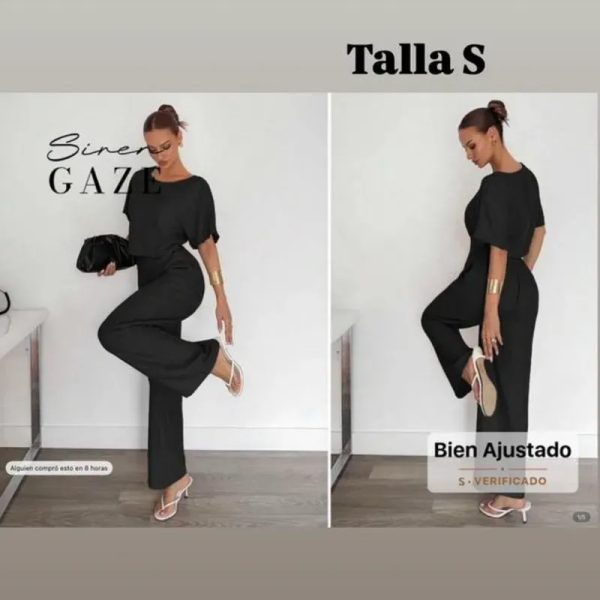 Conjunto elegante de pantalón de corte recto y pluover