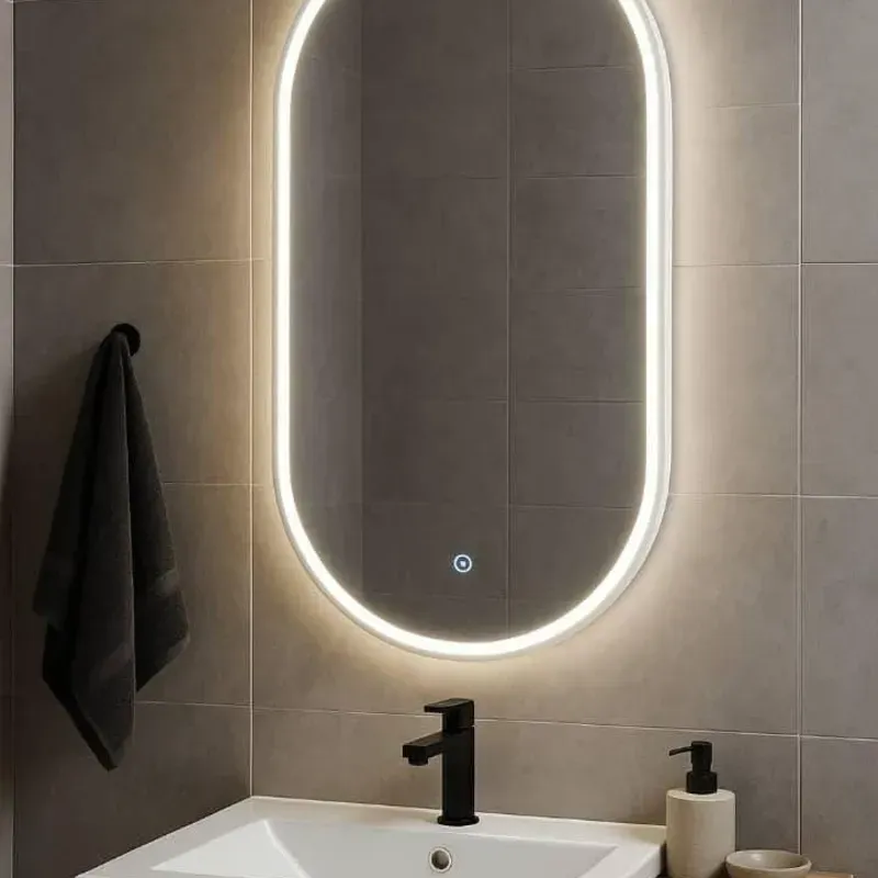 Espejo con luz led ovalado
