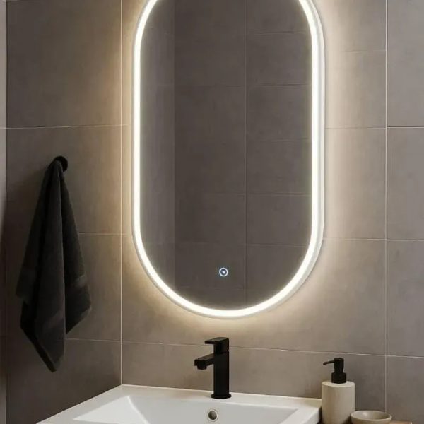 Espejo con luz led ovalado
