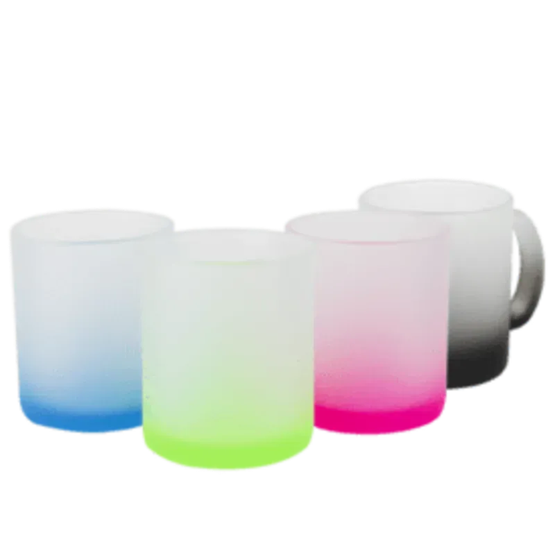 Taza de vidrio glaseado con color de fondo 11 oz. para sublimación