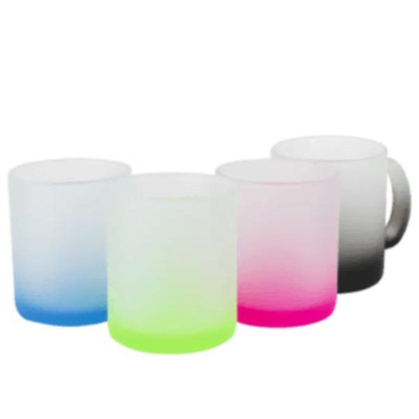 Taza de vidrio glaseado con color de fondo 11 oz. para sublimación
