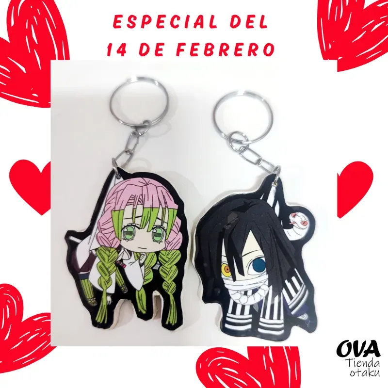  Pareja de Llaveros Mitsuri + Obanai (Kimetsu no Yaiba)