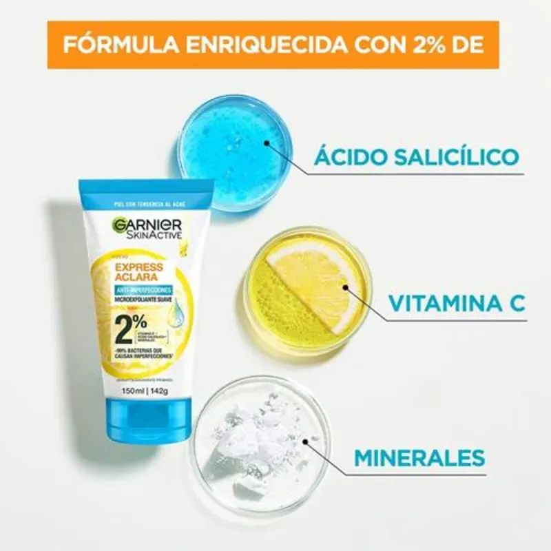 Gel Limpiador Facial profundo Anti-imperfecciones Express Aclara L'oréal Garnier con Ácido Salicílico 2% 150ml