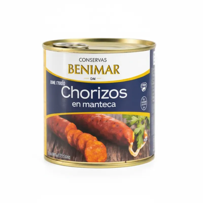 Chorizo en manteca marca Benimar (lata) 640 g