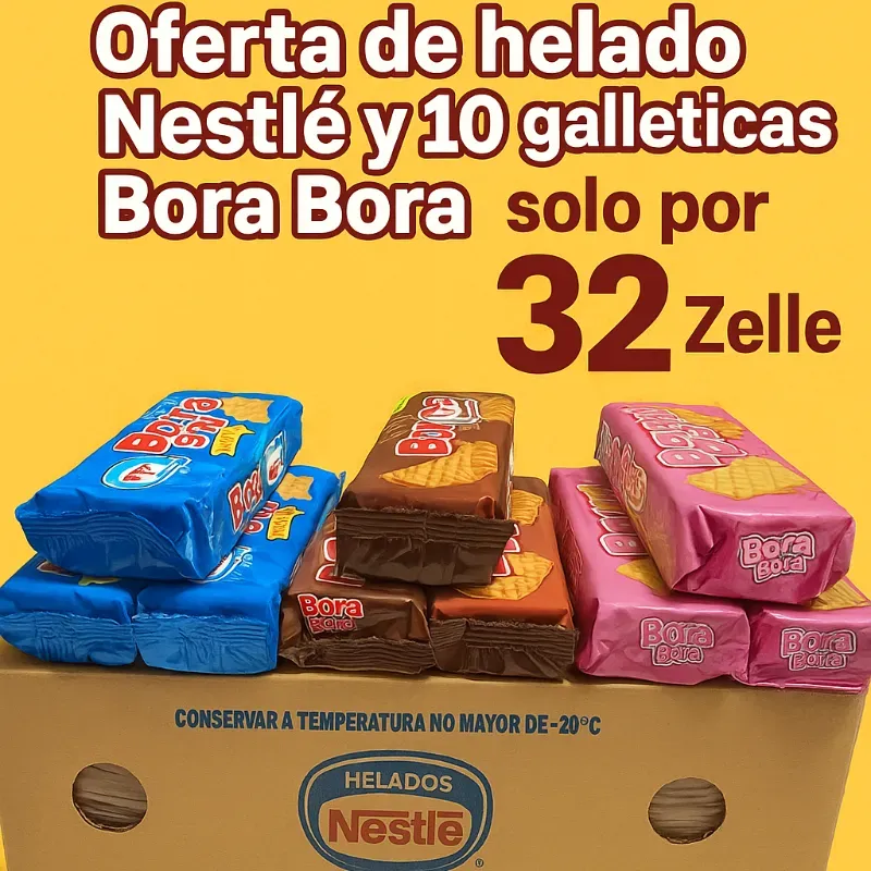 Combo de Caja de Helado Nestlé de 4.5L + 10 Galletas Bora Bora