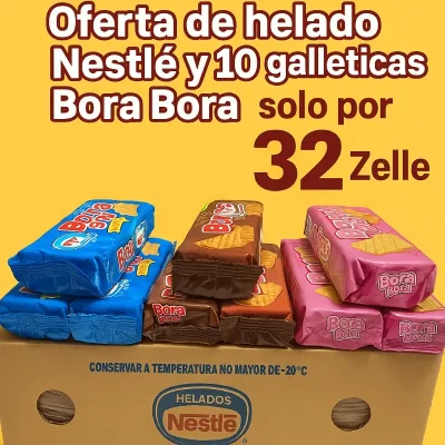 Combo de Caja de Helado Nestlé de 4.5L + 10 Galletas Bora Bora
