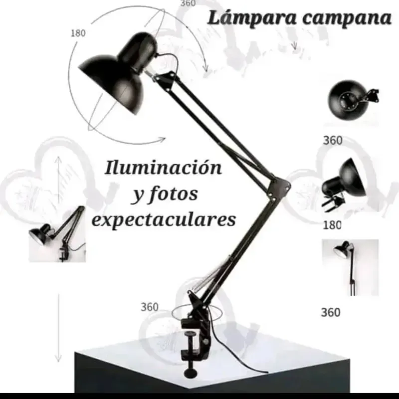 Lámpara de campana grande con brazo ajustable