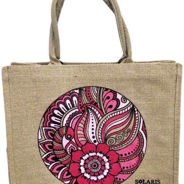 Bolso de yute arabesco rosado