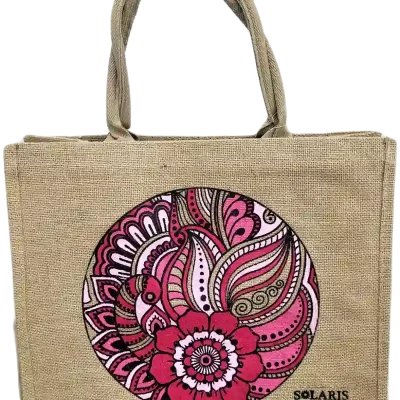 Bolso de yute arabesco rosado