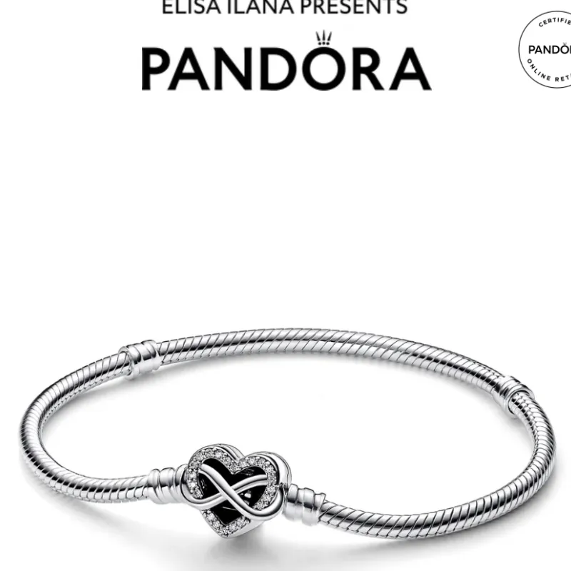 PANDORA MOMENTS SPARKLING INFINITY HEART CLASP SNAKE CHAIN BRACELET