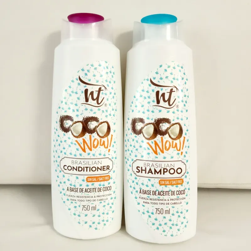 Juego de Shampoo sin Sal y Acondicionador a Base de Aceite de Coco - 750 ml *Pote Grande