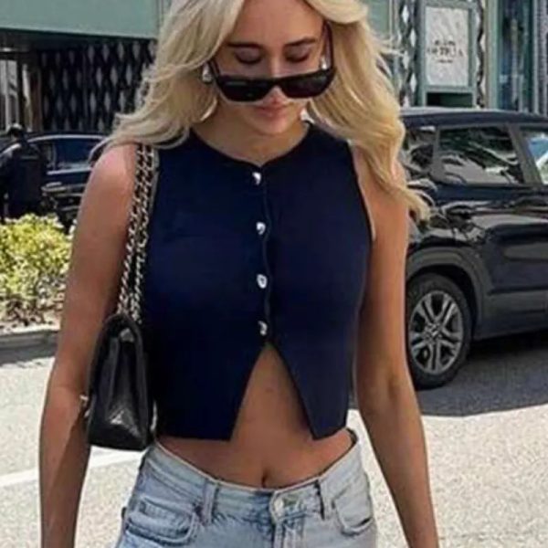 Chaleco azul de mujer