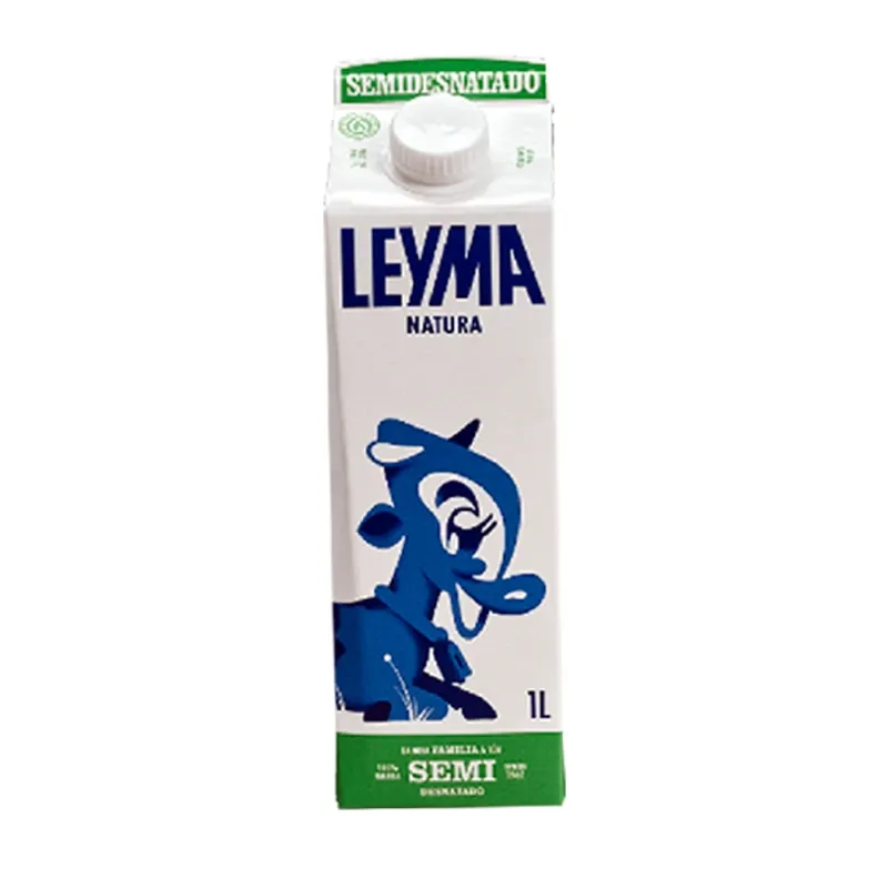 Leche UHT semidesnatada LEYMA envase elopak con tapón 1L 6u/Caja