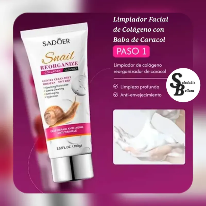 Limpiador Facial de Colágeno con Baba de Caracol
