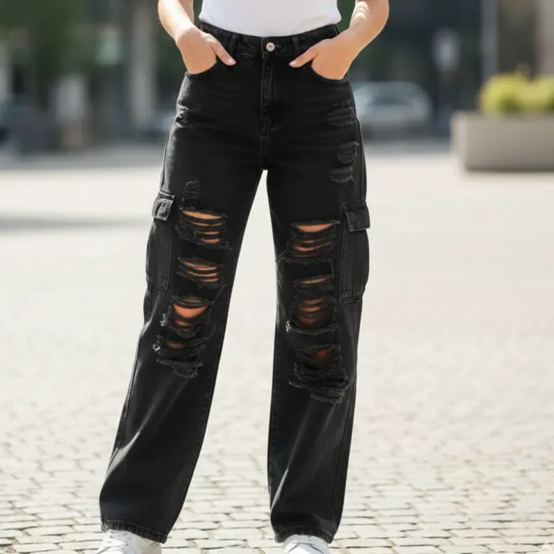 Pantalón ancho ripiado