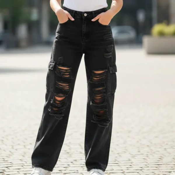 Pantalón ancho ripiado