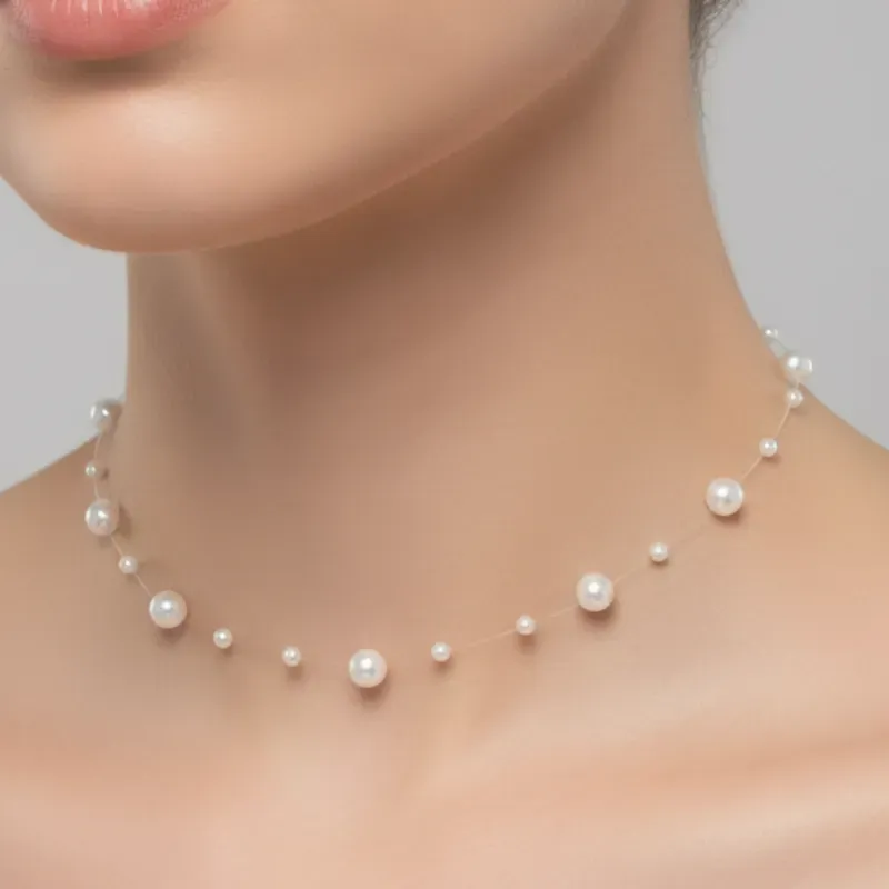Gargantilla Choker de Perlas Flotantes