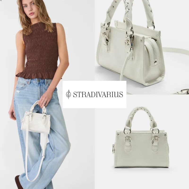 Cartera Stradivarius blanca