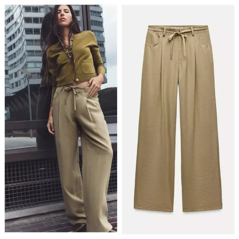 Pantalón Zara cinturón tela