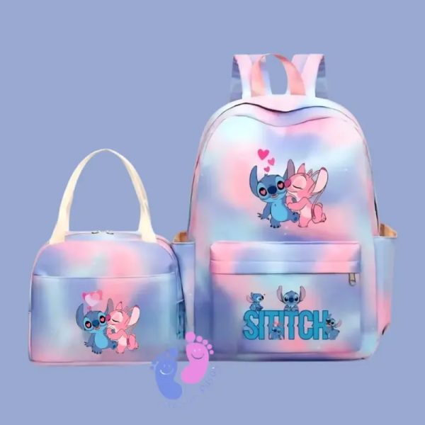 Set de mochila y merendero temática Stitch