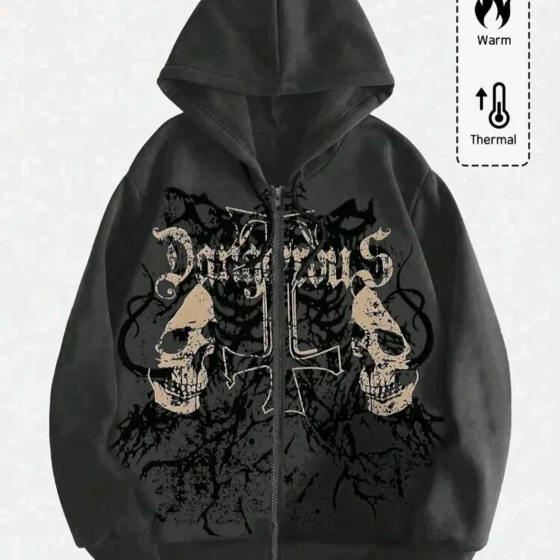 Sudadera con capucha y siper gris oscuro