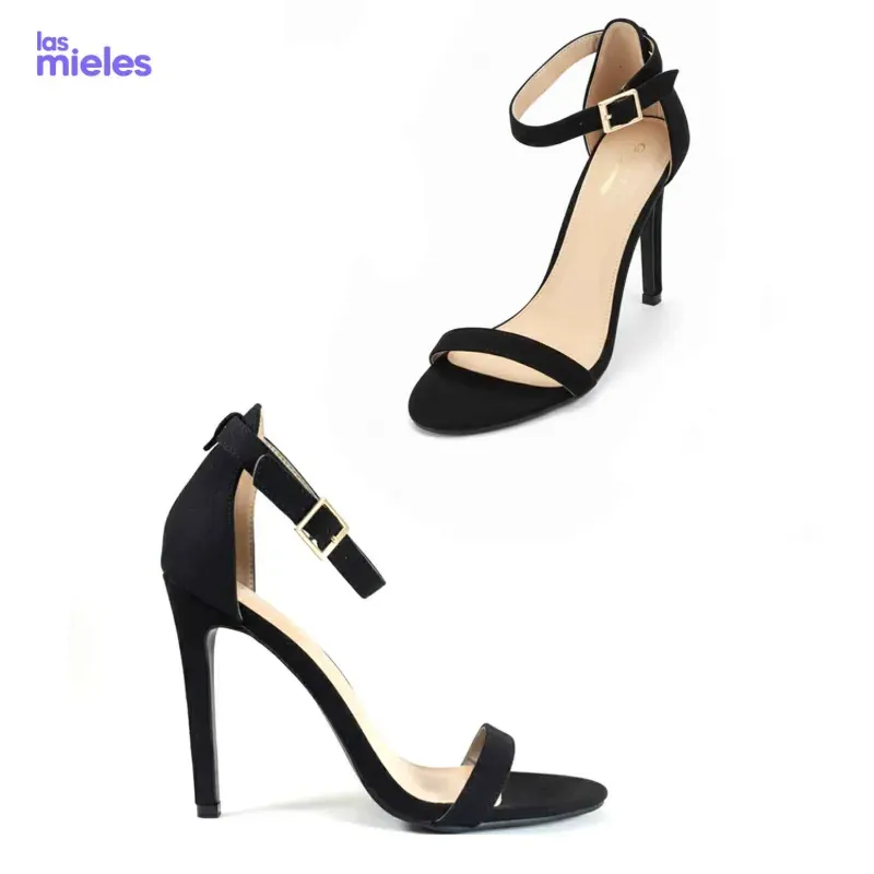 Tacones altos de cuero negro GLAZE
