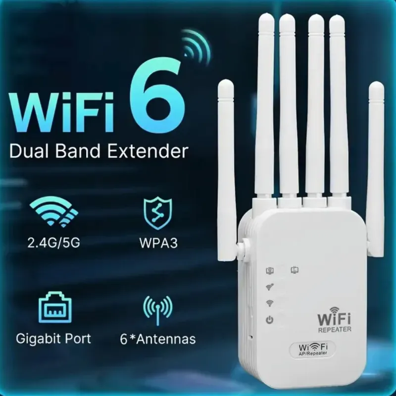 Repetidor WiFi  Refuerzo de Señal de 1200Mbps  Compatible con 40 dispositivos