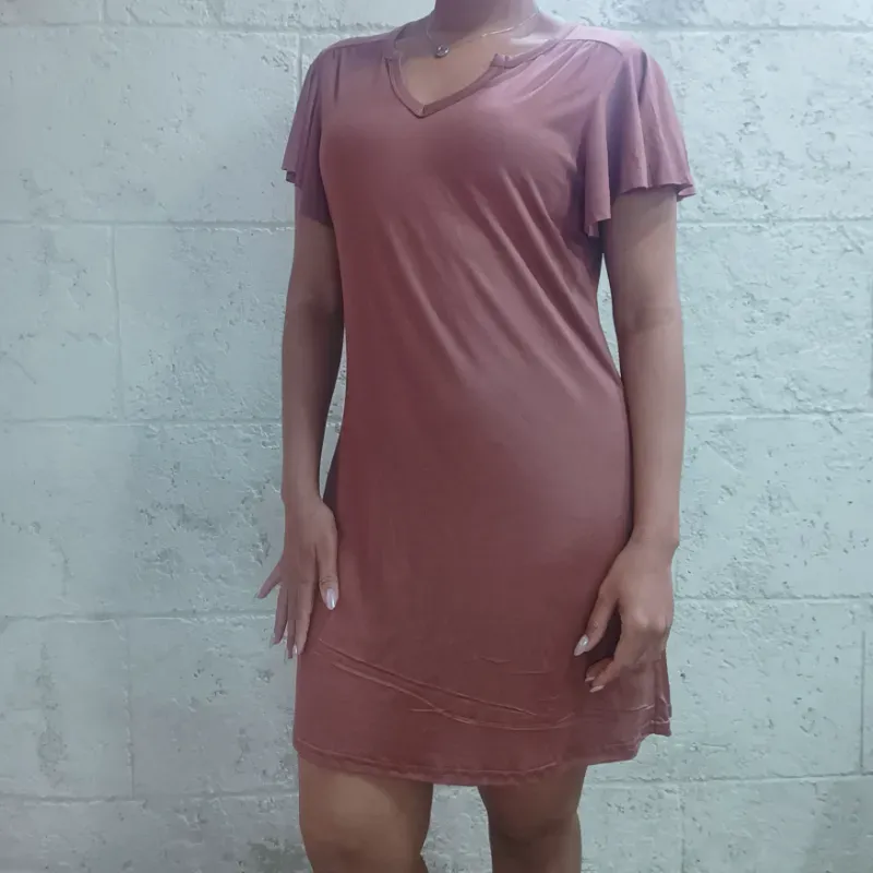 Vestido chocolate  mangas campana