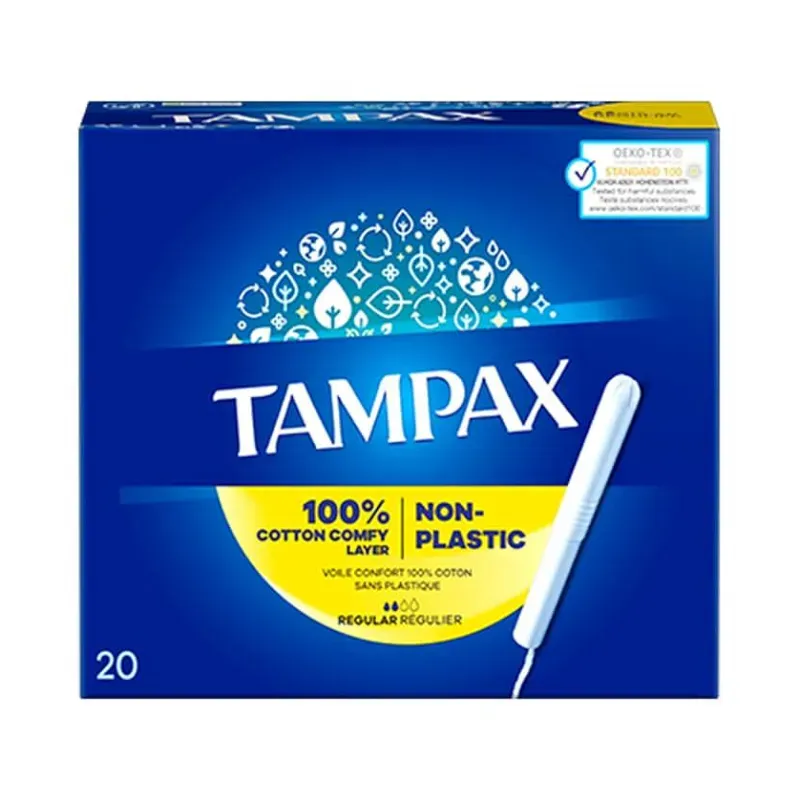 Tampones Tampax Regular con núcleo 100% algodón
