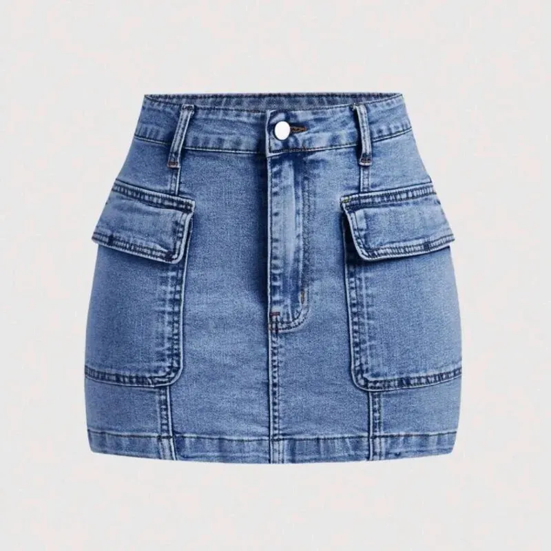  Falda cargo de mezclilla — Azul