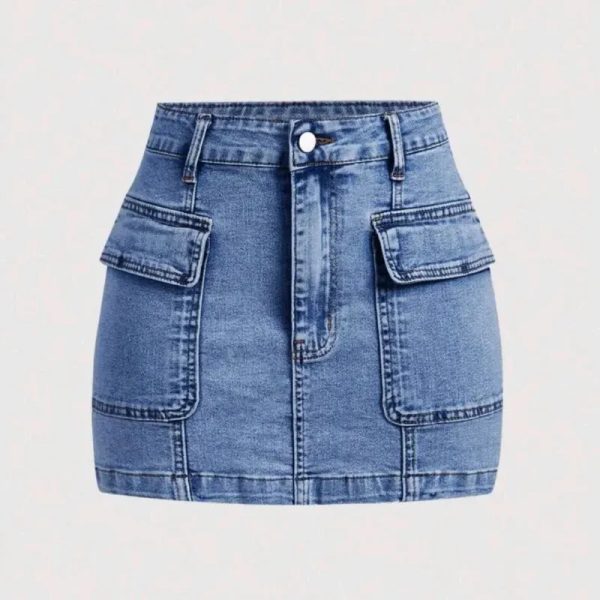  Falda cargo de mezclilla — Azul