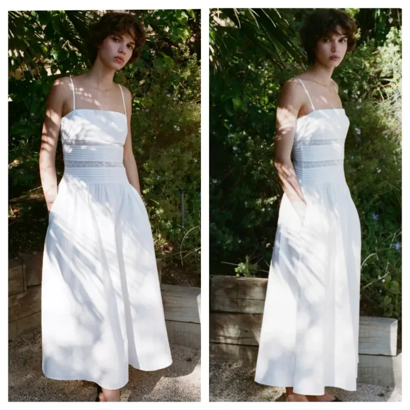 Vestido Zara blanco popelin