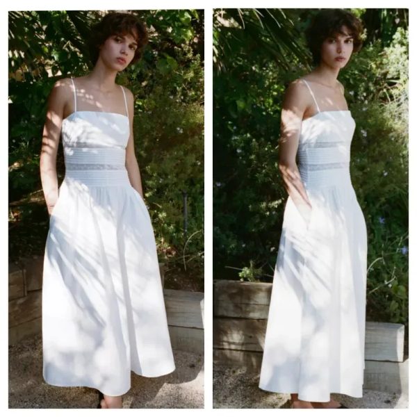 Vestido Zara blanco popelin