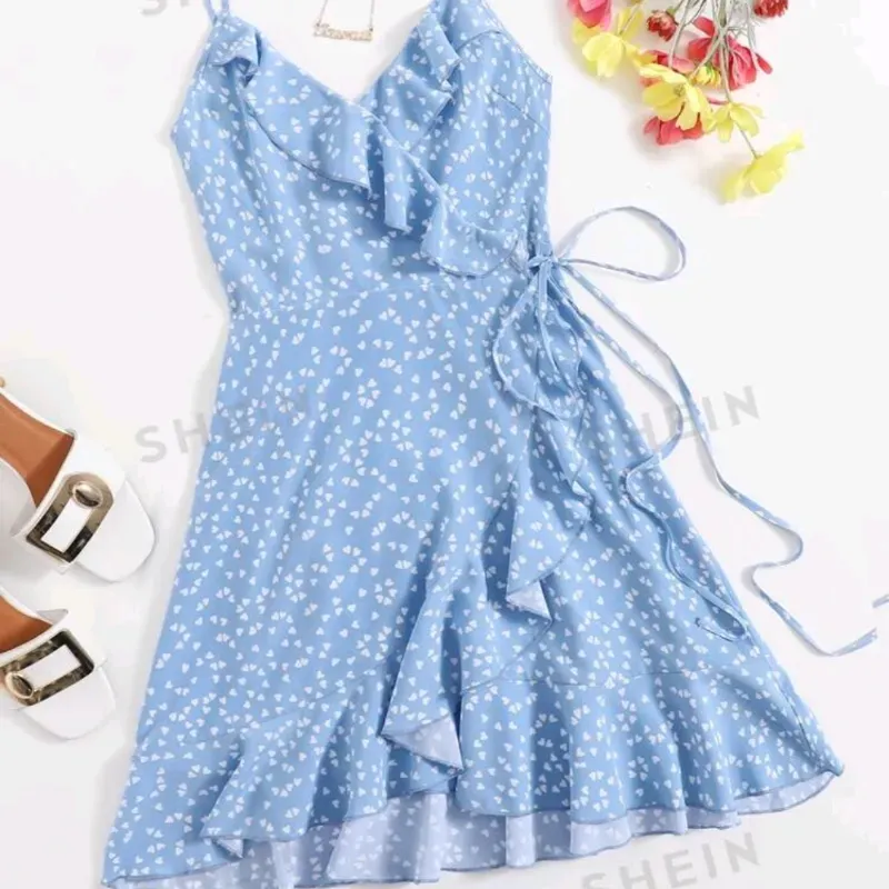  Vestido corto de vuelos — Azul