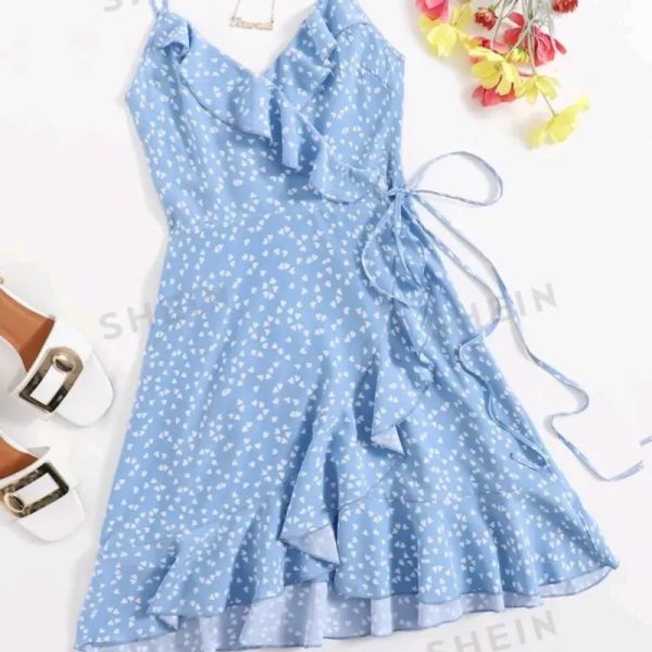  Vestido corto de vuelos — Azul