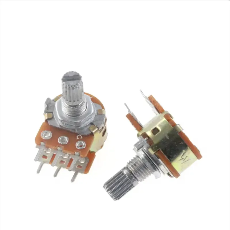 ⚙️ Potenciómetro Dual WH148 B50K – 6 Pines, 15 mm, 50KΩ (Película de Carbono, Estéreo)