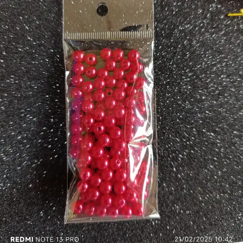 Perla de plástico color roja perlada 6mm