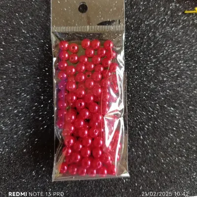 Perla de plástico color roja perlada 6mm