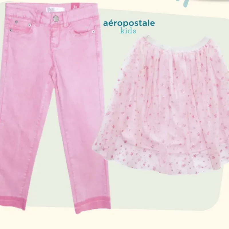 Conjunto de Jeans y Falda para Bebé Rosa