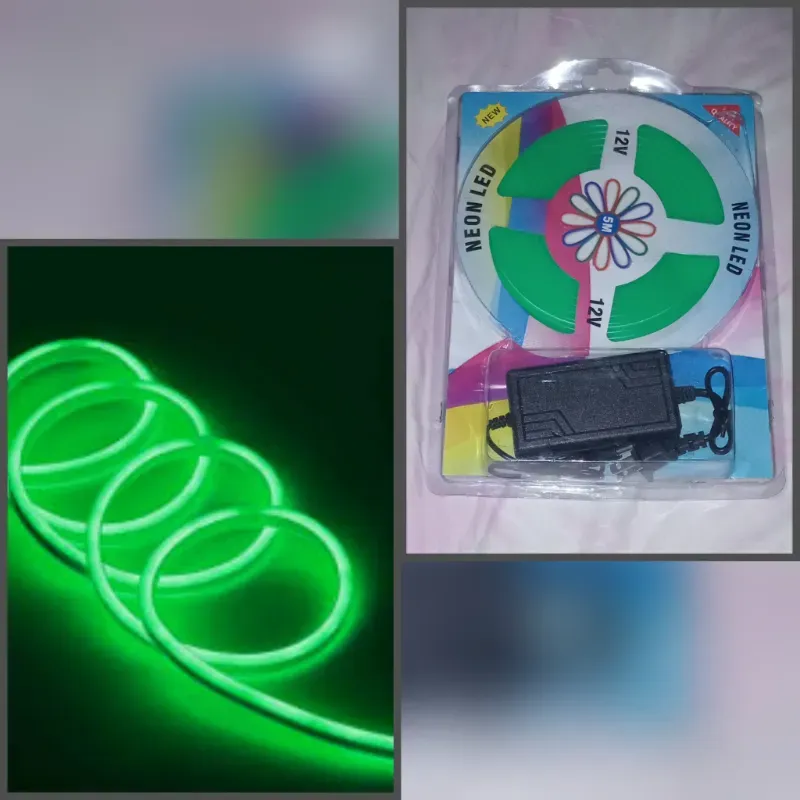 Luz neòn verde con y sin transformador