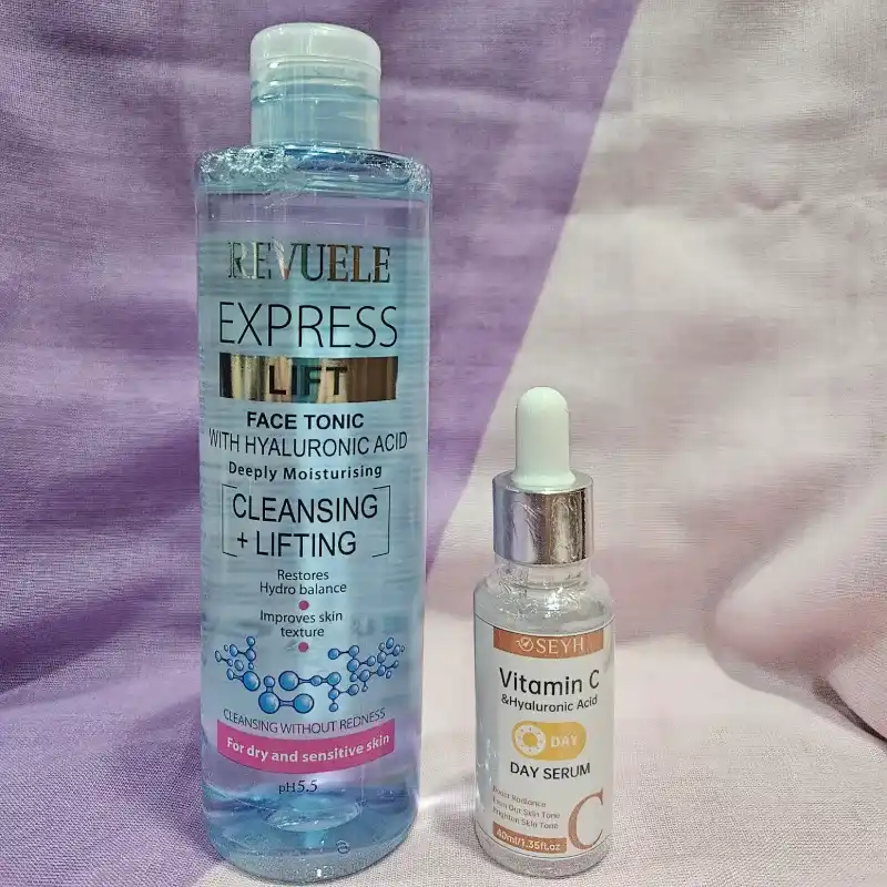 Tónico facial de ácido hialurónico y sérum de vitamina C