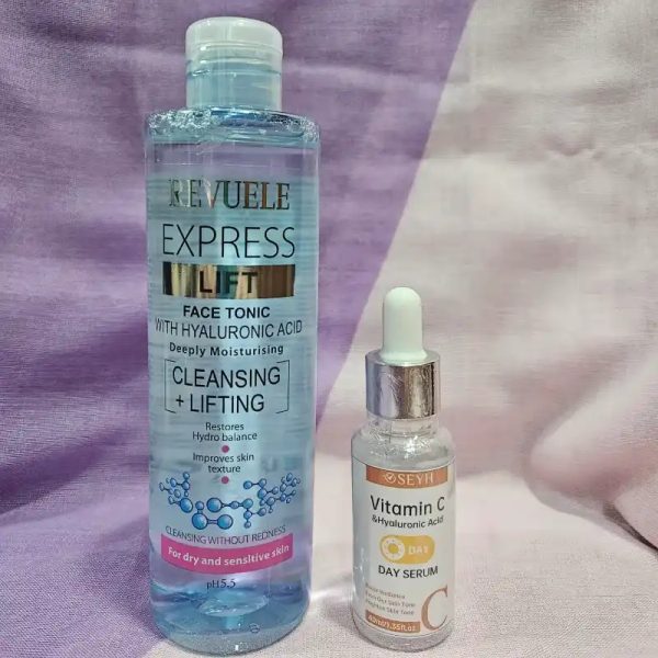 Tónico facial de ácido hialurónico y sérum de vitamina C