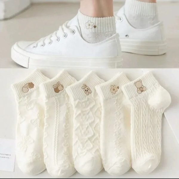 5 pares medias cortas con dibujo
