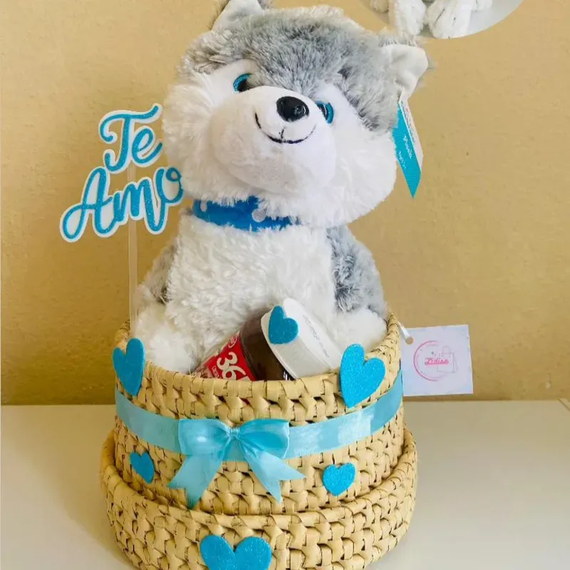 Canasta con peluche y nutella