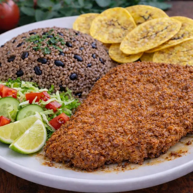 Bistec de Cerdo Empanado con Congris