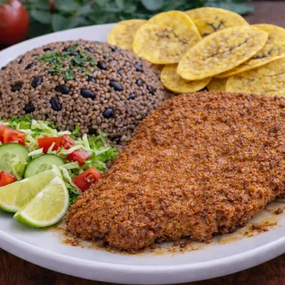 Bistec de Cerdo Empanado con Congris