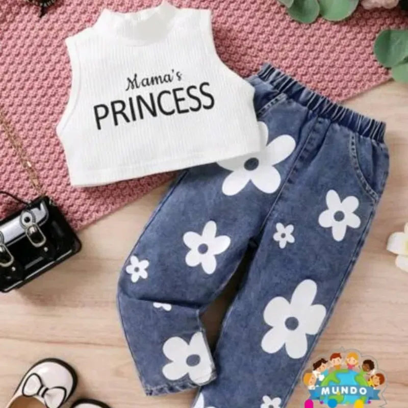 Jeans de flores blancas