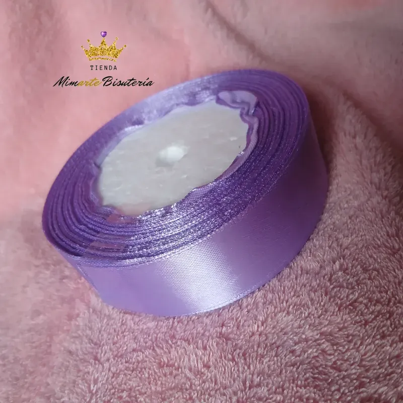 Rollo de cinta de satín malva 2.5 cm